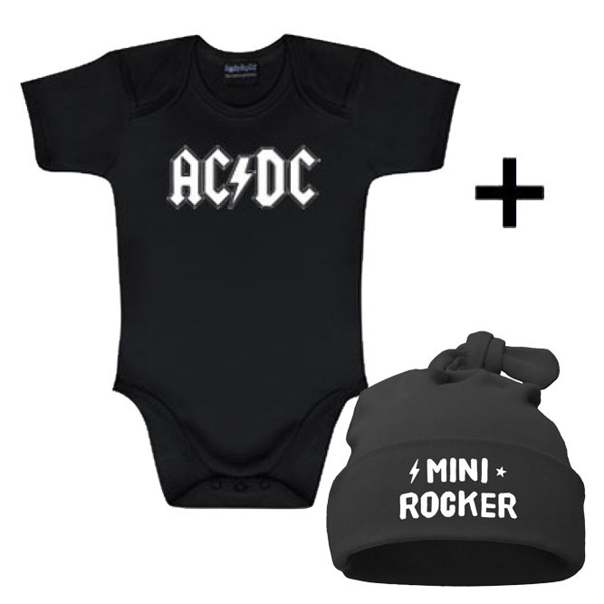 Set Cadeau AC/DC Body Bébé & Mini Rocker Bonnet