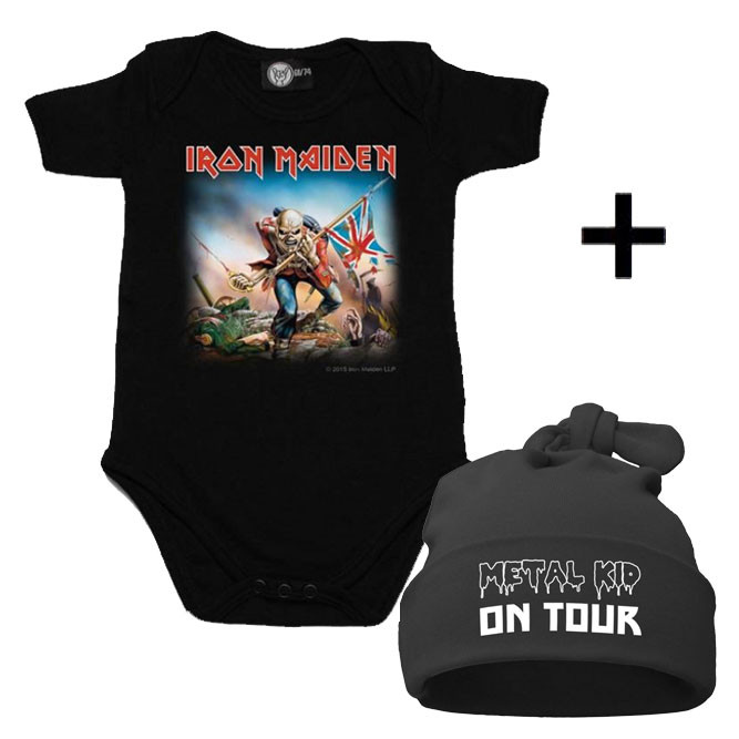 Set Cadeau Iron Maiden Body Bébé & Metal Kid on Tour Bonnet