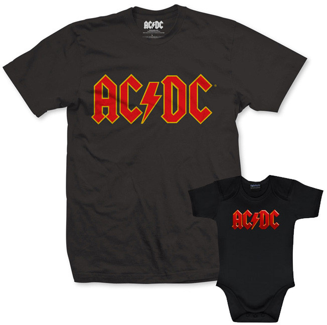 Set Rock duo t-shirt pour papa AC/DC & AC/DC body Bébé Logo Color