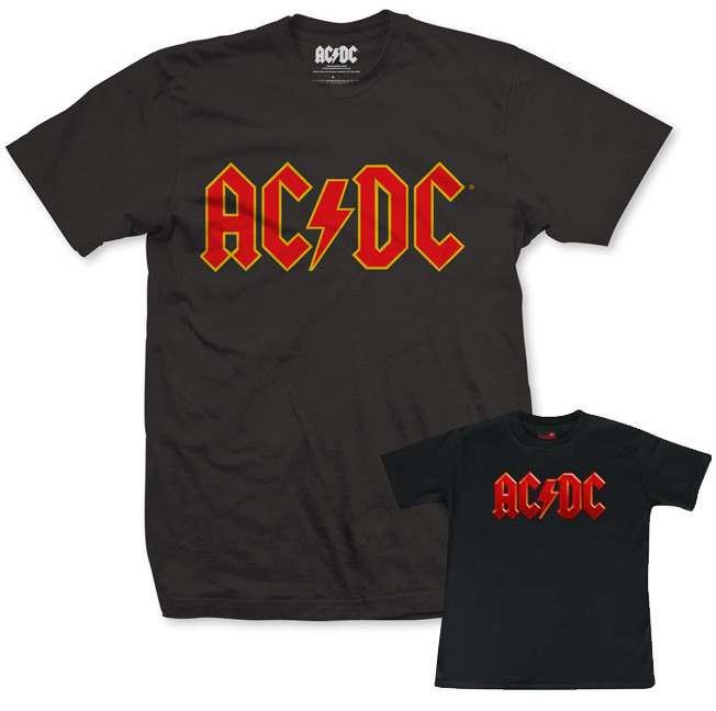 Set Rock duo t-shirt pour papa AC/DC & t-shirt Enfant Logo Colour