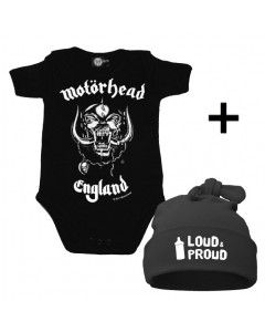 Set Cadeau Motörhead Body Bébé & Loud & Proud Bonnet