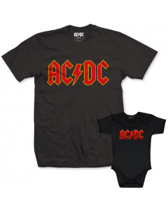 Set Rock duo t-shirt pour papa AC/DC & AC/DC body Bébé Logo Color